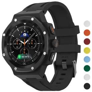 호환   워치 8 40mm 44mm 8클래식 46mm 메탈 케이스 러버 밴드용 럭셔리 개조 키트 워치 8 리핏 키트