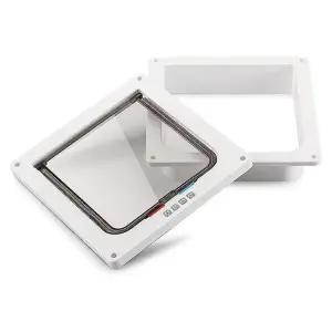 강아지 고양이 안전 출입문 4방향 잠금장치가 있는 반려동물 문 투명 얇은