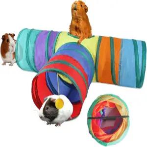 5.9 기니피그 터널 튜브 접이식 3방향 활동 장난감 은신처 친칠라 페럿 햄스터 쥐 고슴도치 (작은 동물)