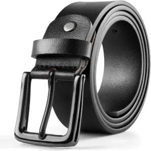 마이쿤 남성 블랙 가죽 벨트 남성용 캐주얼 드레스 클래식 디자인 핀 버클