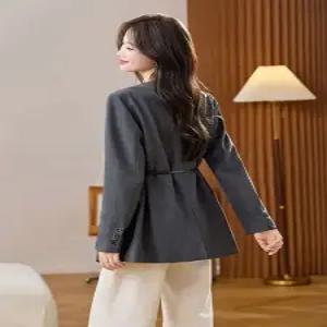 무천도사 회색 캐주얼 가을 여친 코트 브이넥 정장 자켓 KKE3