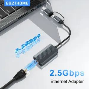 2.5G 이더넷 어댑터 2500Mbps USB 3.0 및 유형 C-Rj45 네트워크 카드(노트북 PC NAS 서버 Windows Mac OS