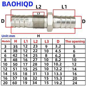 3mm 4mm 6mm 8mm 10mm 호스 바브 벌크헤드 304 스테인레스 스틸 가시 파이프 피팅 커플러 커넥터 어댑터