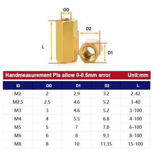 M2 M2.5 M3 M4 M5 M6 M8 육각 황동 마더보드 스탠드오프 암 간격 나사 미터 보드 랙 스터드 컬럼 볼트 스