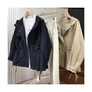 EAMT 여자점퍼 봄가을 루즈핏 노바디 후드 스트링 트렌치 숏코트 YJ1