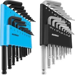 볼 엔드가 있는 LOZAGU 36피스 헥스 키 앨런 렌치 세트 SAE/메트릭 사이즈 및 보관 케이스 2개블루/블랙