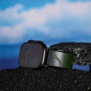 호환  무가공 수제 워치 밴드 이탈리아 풀 그레인 가죽 스트랩 듀얼 톤 디자인 시리즈 11 46mm 42mm 울트라