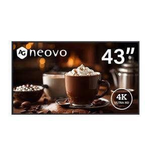 AG Neovo DS4351U 43인치 비즈니스용 상업용 디지털 사이니지 디스플레이, 올인원, 4K UHD, 500니트, HDMI, USB, LAN, WiFi, 3년 보증, 24시간 연중무휴 운영, 초상화 및 조경