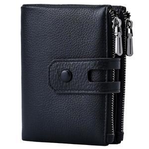 더블 지퍼 포켓이 있는 여성용 Bveyzi 소형 소프트 가죽 지갑 RFID 차단 카드 홀더