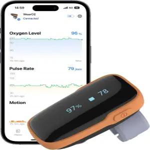 바이브at 웨어러블 맥박 산소 측정기 지속적인 혈중 및 심박수 추적을 위한 WearO2 블루투스 알림 기능이