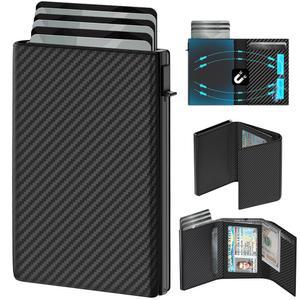 남성용 GAOCHALE 지갑 팝업 카드 홀더, 스마트하고 슬림하며 미니멀한 디자인의 프론트 포켓, 프리미엄 RFID 차단, 10-14 용량 | ID 창 캐시 슬롯(탄소)