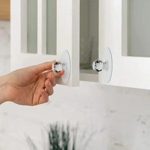 10/2PCS 투명 크리스탈 문 손잡이 캐비닛 서랍 후크 기능 벽 장식과 자체 접착 핸들을 처리합니다