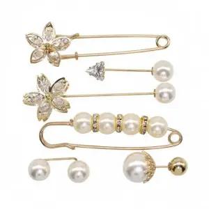 실속형 쿠픽 패션브로치 스타일 진주 크리스탈 옷핀 세트 6종 A형