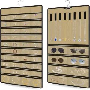 RTAYAGOOPA 걸이 주얼리 정리함 1팩 양면 멀티 포켓 48 + 귀걸이/목걸이/반지/팔찌 8개 튼튼한 후크가