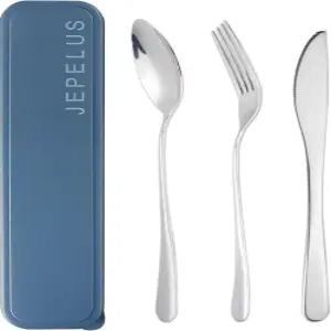 케이스 포함 여행 도구 도시락용 스테인리스 스틸 은식기 세트 휴대용 캠핑 커틀러 포크 숟가락 나이프