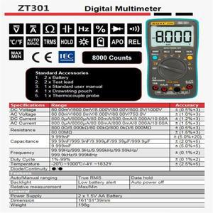 ZOYI 디지털 멀티미터 19999 고정밀 True RMS 자동 범위 전류계 전압계 스마트 커패시터 온도 NCV Ohm Hz