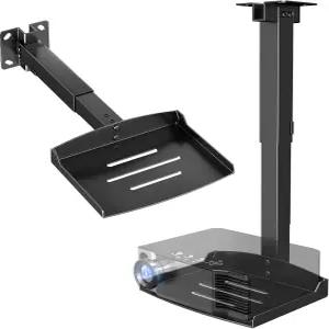 PUTORSEN 조절식 프로젝터 천장 마운트 천장과 벽을 위한 범용 선반 최대 22파운드 노 홀 설치 숨겨진