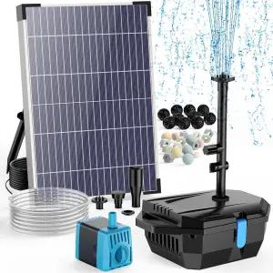 물 펌프가 있는 앤트프레어 태양광 연못 필터 6.6피트 PVC 튜브/16.5피트 코드가 10W 펌프 야외 작은 폭포