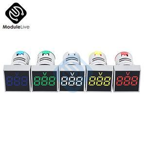 디지털 디스플레이 미니 전압계, DC 12V 220V AC 원형 사각 암페어 전류 LED 신호등 표시기, 22mm