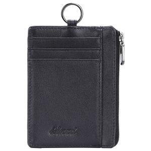 kinzd 슬림 미니멀리스트 지퍼 신용카드 홀더 가죽 프론트 포켓 지갑(키체인 링 랜야드 스트랩 포함) | 슬림, 미니멀리스트, 지퍼, 포켓, 키체인 링, 포함