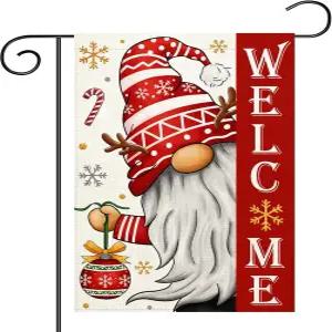 크리스마스 노메스 정원 깃발 12x18 야외용 양면 수직 야외 농가 겨울 휴일 마당 잔디 배너 (크리스마스