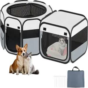 비쿠아 휴대용 반려동물 고양이 놀이펜 실내외용 접이식 반려견 강아지용 투인원 중형견 여행 캠핑용 텐트