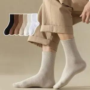 [패션] 남성 사계절용 발목 발등 밴딩 중목 양말 5켤레 남자 학생 패션 캐주얼 단목 장목 무지
