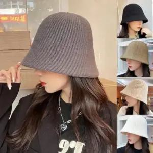 [패션] 여성 외출 모자 패션 니트 원단 사선 벙거지 버킷햇 햇빛 가리개 유아 여름 썬캡 어린이