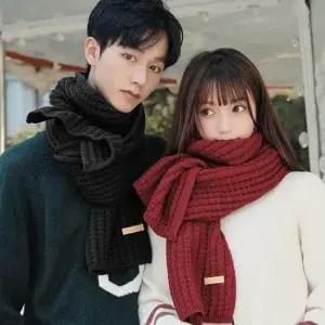 [패션] 짜임 패턴 남성 여성 외출 깔끔한 니트 목도리 머플러 커플 도톰 체크 남녀 가을