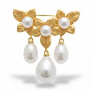 [패션] 단아한 브로치 무광 옷핀 쉘비즈 레트로 진주 물방울