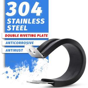 12Pcs 6-45mm 304 스테인레스 스틸 고무 라이닝 P 클립 케이블 장착 배선 호스 파이프 클램프 고정 패스너