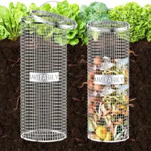 유니패밀리 2팩 지하 벌레 퇴비통 손잡이가 있는 스테인리스 야외 재활용 주방 음식물 쓰레기