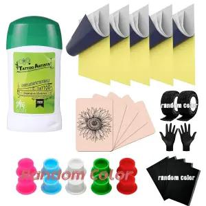 초보자용 타투 스킨 연습 키트 29Pcs 스타터 5.9x7.9인치 5Pcs A4 전사 용지 1Pcs 스텐실 젤 10Pcs 잉크 캡
