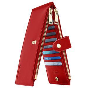 여성용 트래블람보 가죽 지갑 슬림 RFID 차단 이중폴드 신용카드 홀더