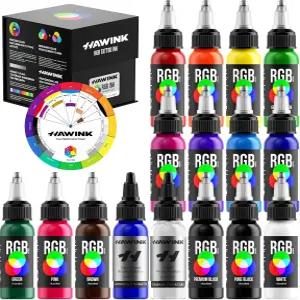 HAWINK 타투 잉크 세트 1OZ 14색 및 2색 혼합 솔루션 업그레이드 버전 공급 TI205-30-16