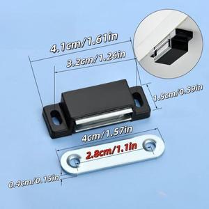 2/6/10pcs 자기 흡입, 강한 접착, 가구용 하드웨어 잠금 장치가있는 검정색 캐비닛 도어 장치