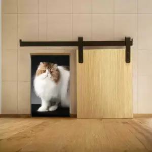 고양이 출입문 안전문 펫도어 화이트 개구멍 미닫이 펜스