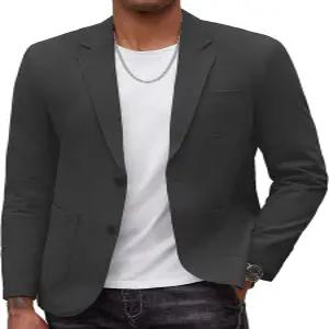 COOFANDY 남성용 스마트 워시 블 레귤러 핏 코튼 스포츠 코트 캐주얼 정장 재킷