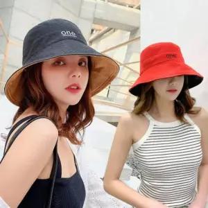 여성 영문 포인트 양면 리버시블 와이어 버킷햇