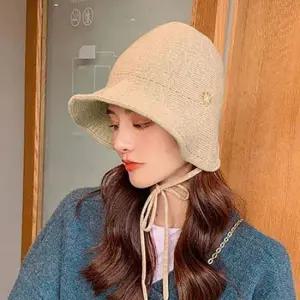 여자 귀여운 외출 패션 모자 니트 큐빅 버킷햇