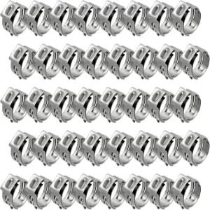 볼탈리본 40팩 스테인리스 스틸 싱글 이어 호스 클램프 조절 가능한 5.87mm 헤비 듀티 신치 링 크림프 핀치