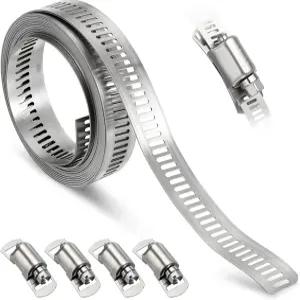 Kozelo 스테인리스 스틸 밴드 호스 클램프 1개 DIY 65피트 금속 스트랩 4개 헤비 듀티 패스너 조절식 모음