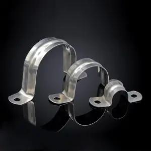 30팩 M251인치 스테인리스 스틸 강직 파이프 스트랩 헤비 듀티 고정 홀더 2홀 케이블 U 브래킷 클램프