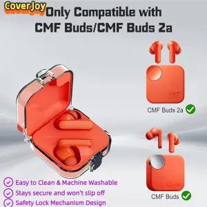 CMF Buds/Buds 2a 케이스용 CoverJoy 하드 PC 쉘 이어버드 헤드폰용 끈이 있는 투명 보호 커버 내구성 쉘