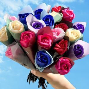 비누 장미 인공 꽃 발렌타인 데이 선물, 가짜 부케, DIY 기념일 웨딩 파티 용품, 20 개, 5 개