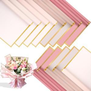 골드 가장자리와 화려한 꽃 포장지 반투명 선물 꽃다발 재료 결혼식 어머니의 날 생일 DIY