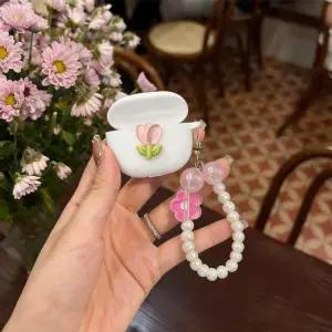 키체인이 포함된 쉘 AMOI F9-5.1 케이스용 이어폰 커버 꽃 실리콘 커버