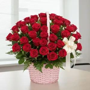 이지플라워 꽃바구니 빨간장미바구니 기념일 고백 축하 생일 선물 꽃배달