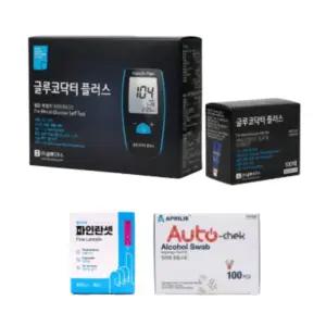 글루코닥터 플러스 혈당측정계+시험지100p+채혈침100p+알콜솜100p