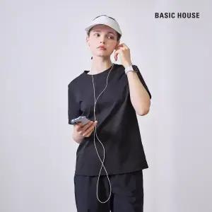 베이직하우스 여성 통기성 소로나 레귤러핏 라운드 무지 반팔 티셔츠